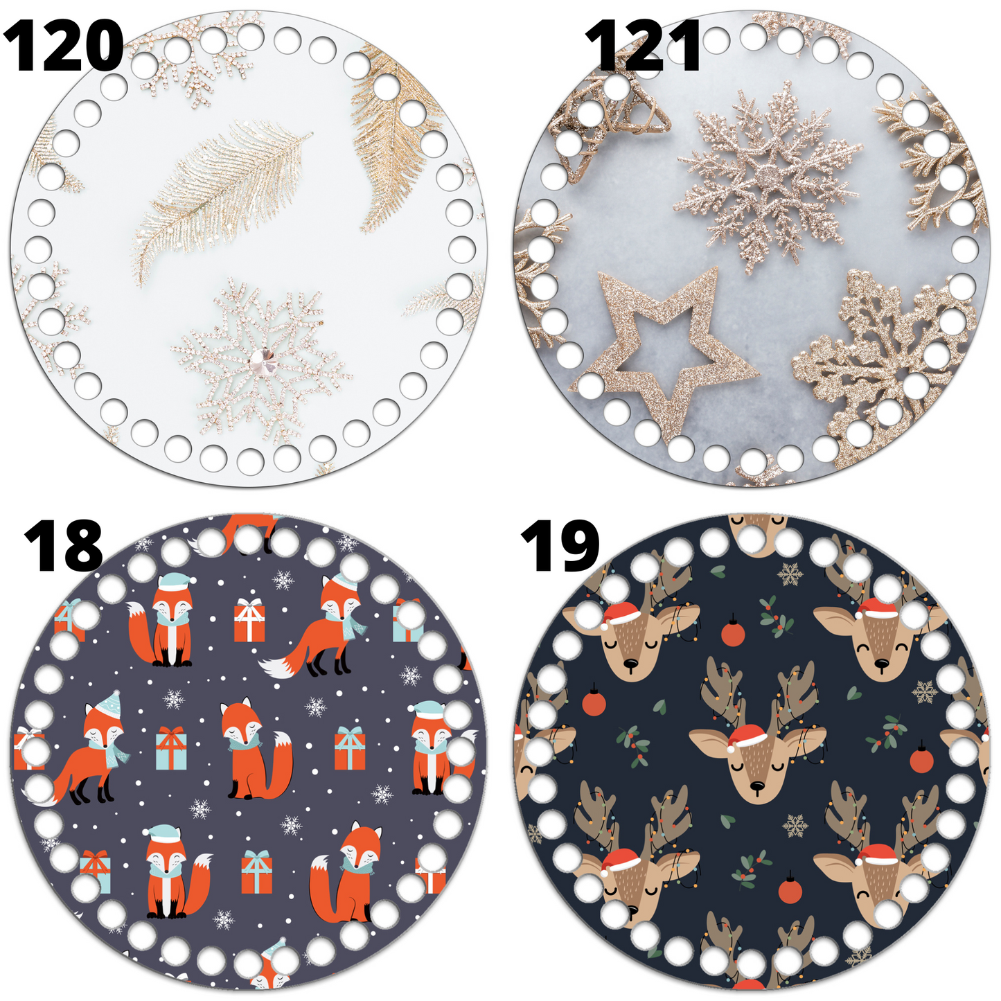 Holiday Round Wooden base for crochet basket
