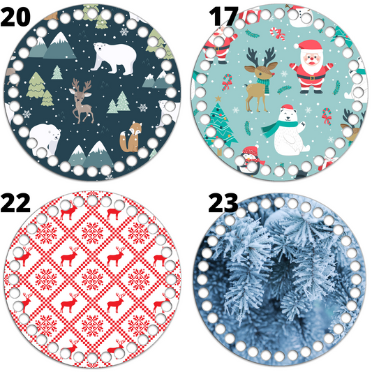 Holiday Round Wooden base for crochet basket