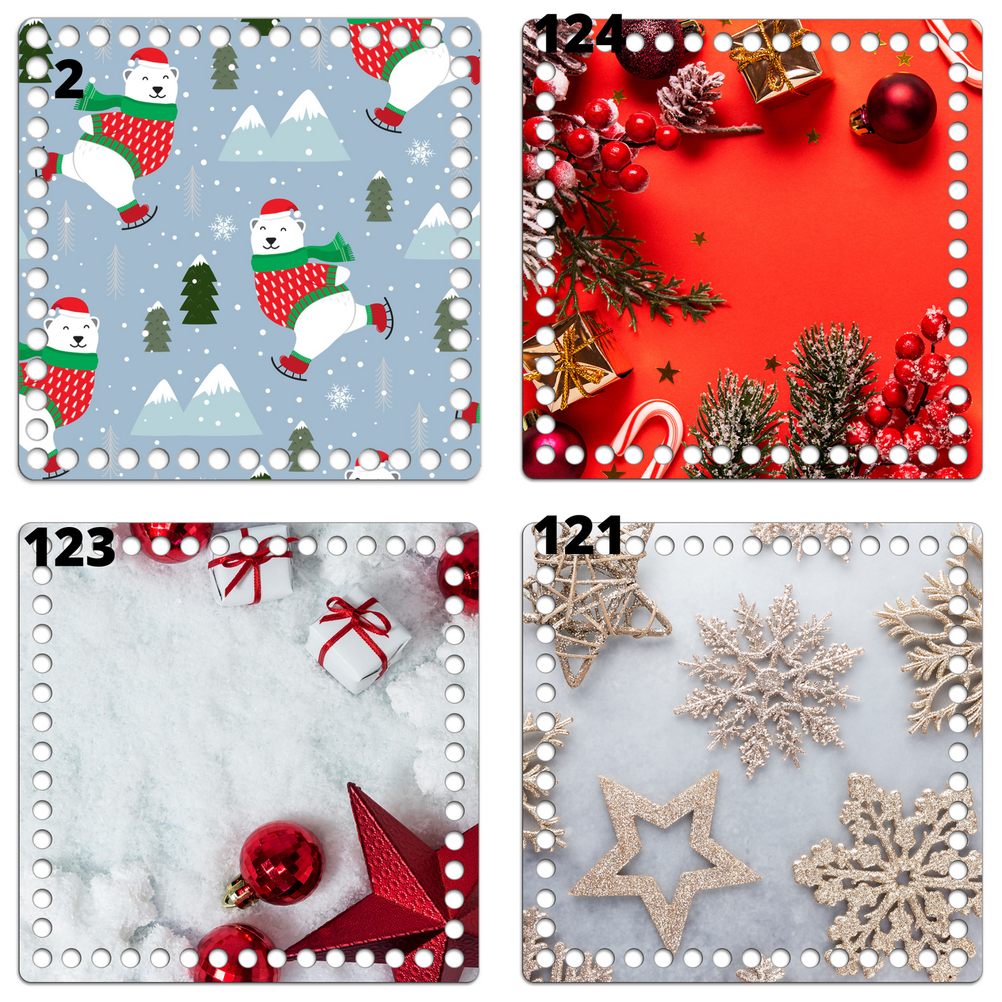Holiday Square Wooden base for crochet basket