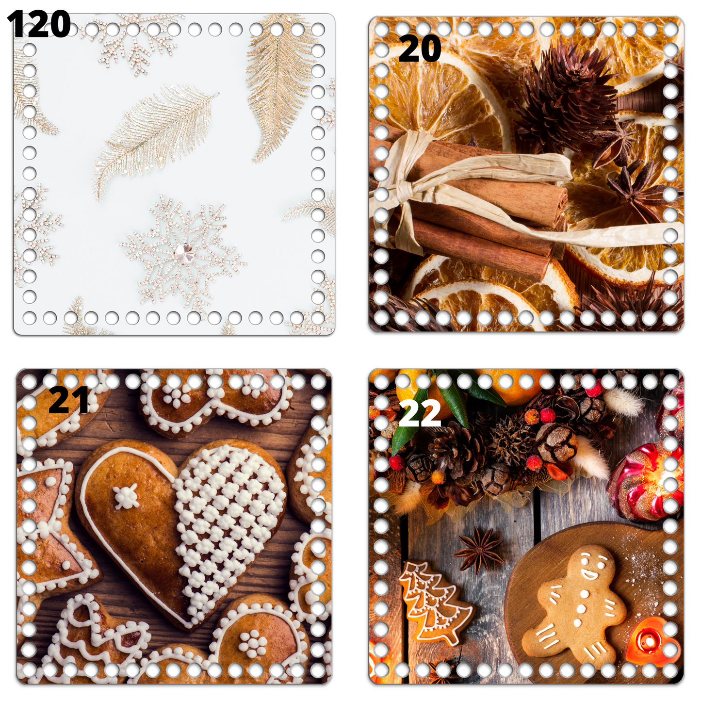 Holiday Square Wooden base for crochet basket
