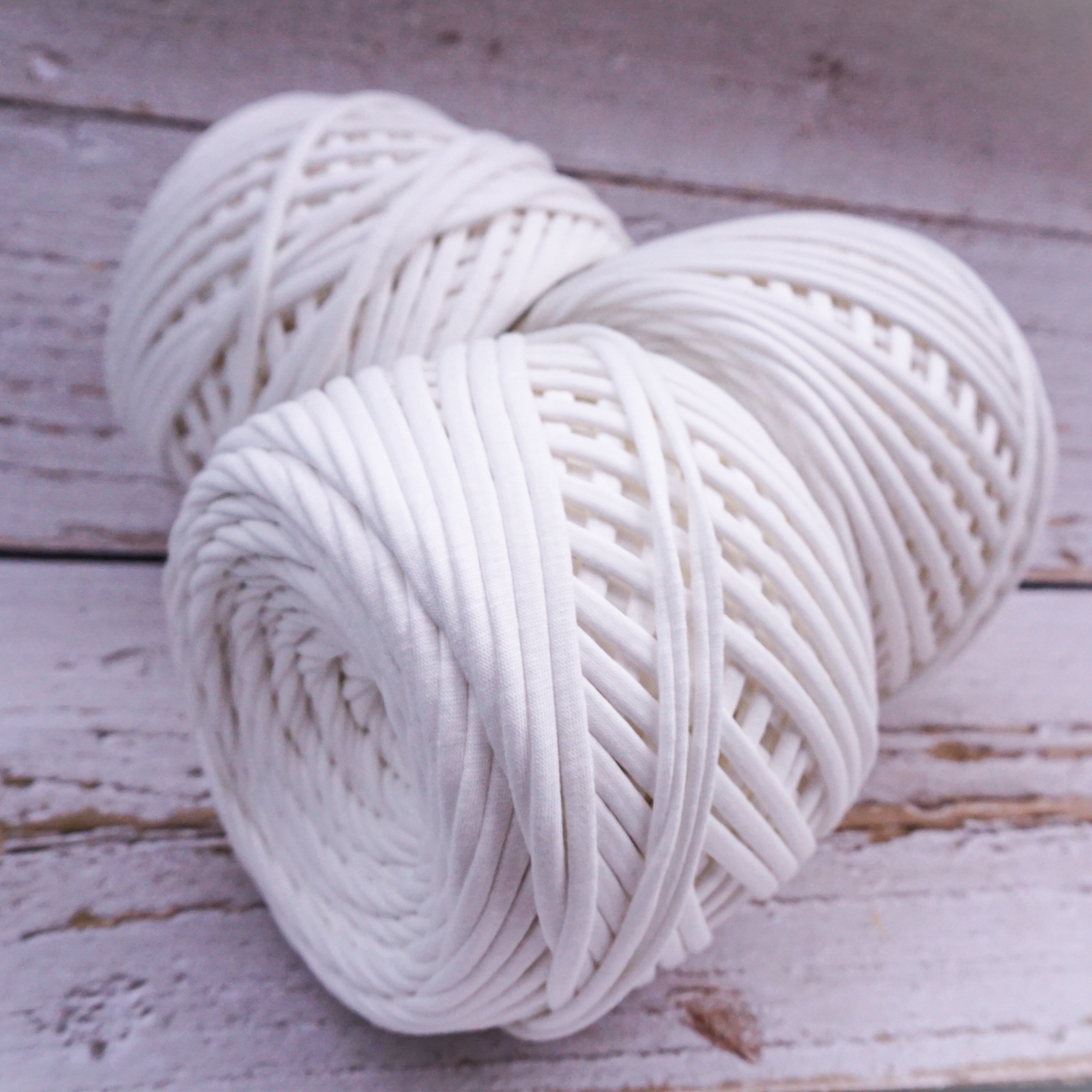 T-shirt yarn for crocheting baskets, bags, rugs and home decor. White