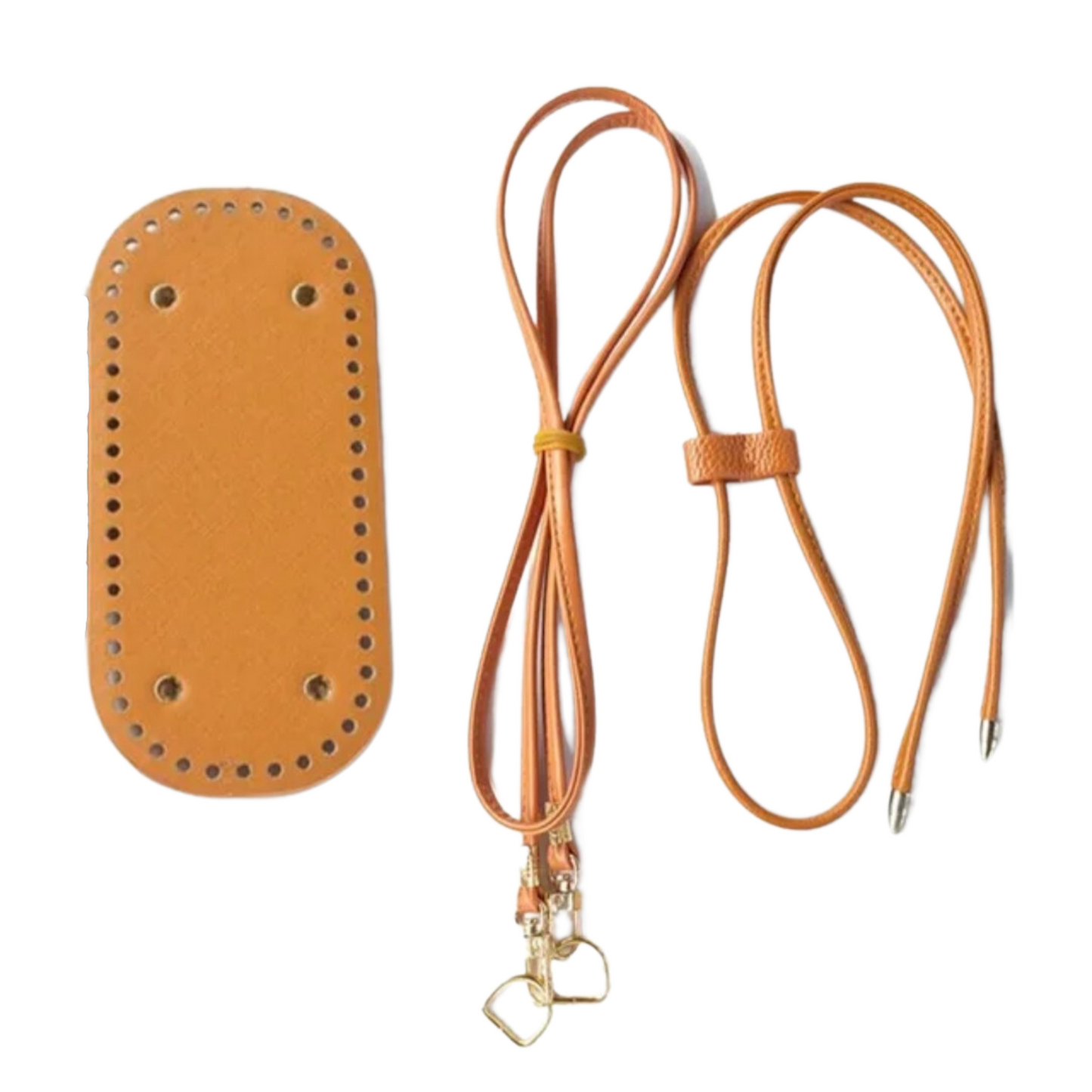 Rectangular Leather Bottom with purse strap set for Crochet Bag Making