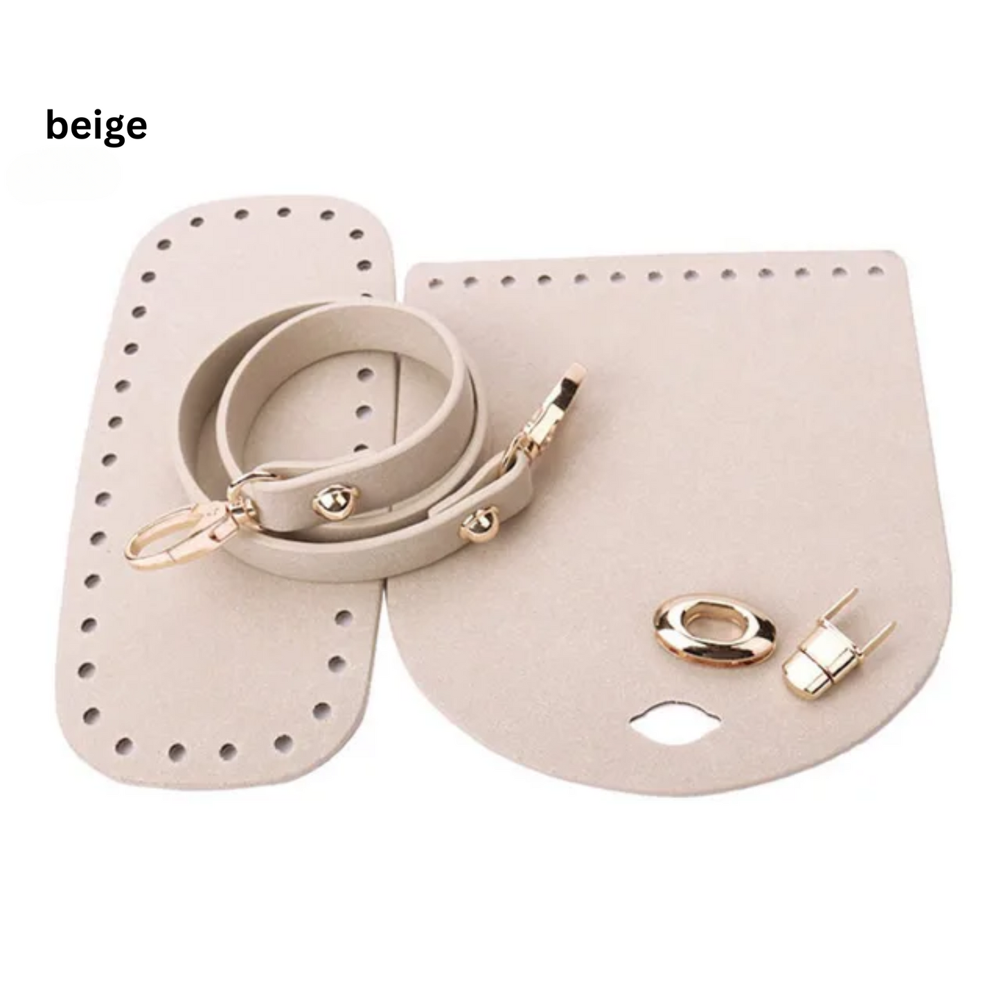 Leather Bottom with cover flap and purse strap set for Crochet Bag Making