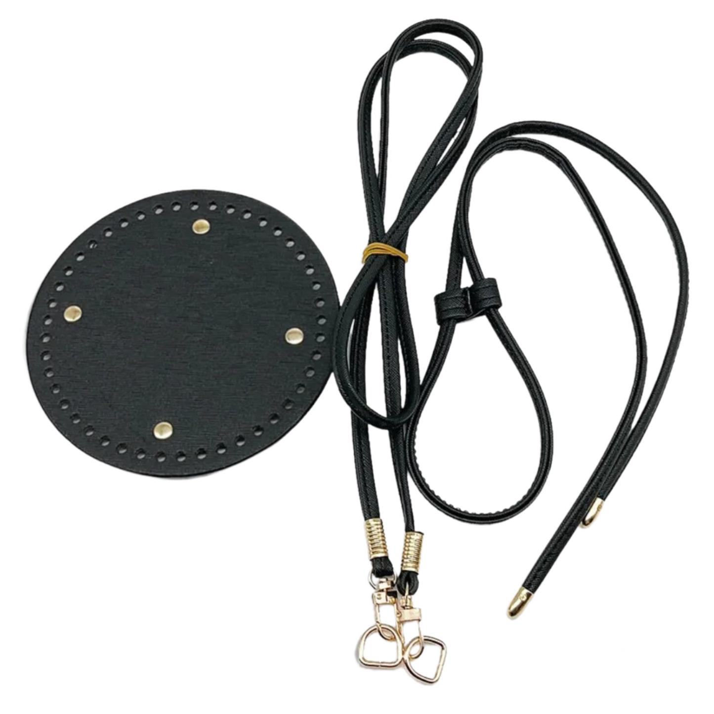 Round Leather Bottom with purse strap set for Crochet Bag Making