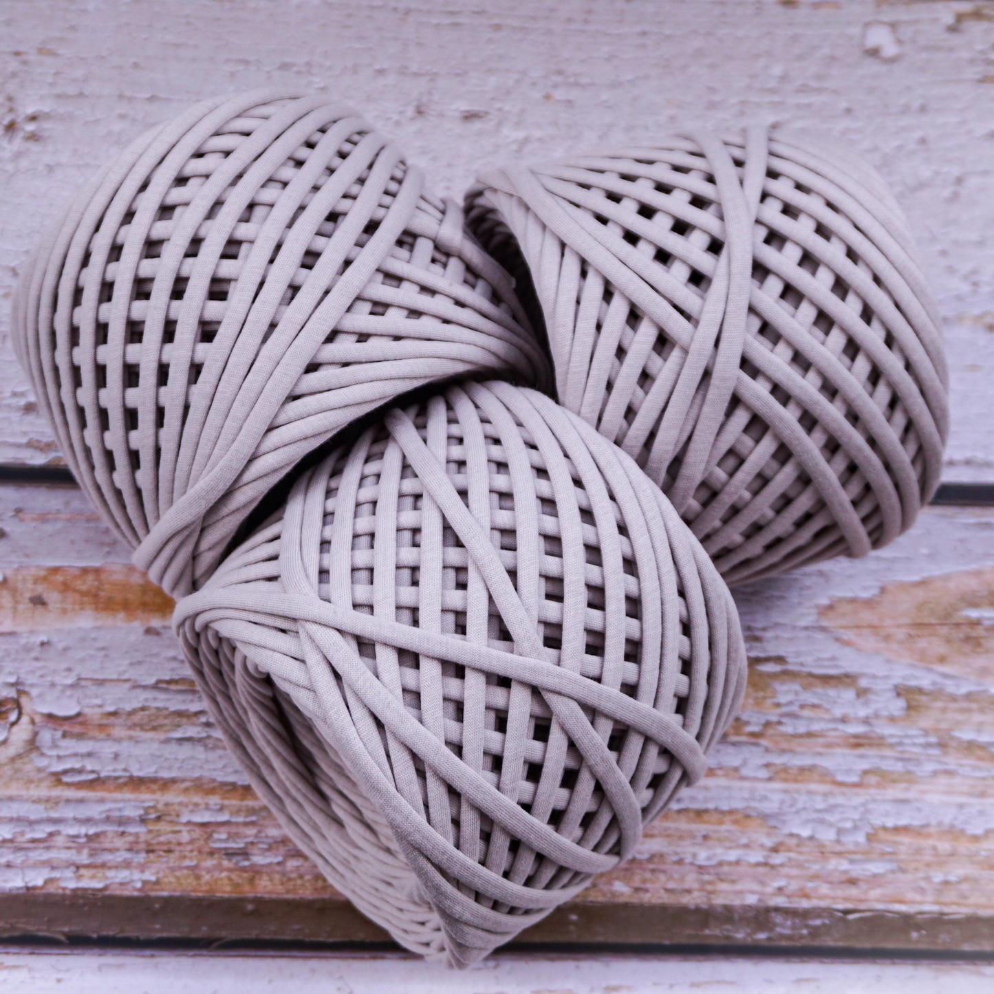 T-shirt yarn for crocheting baskets, bags, rugs and home decor. Khaki