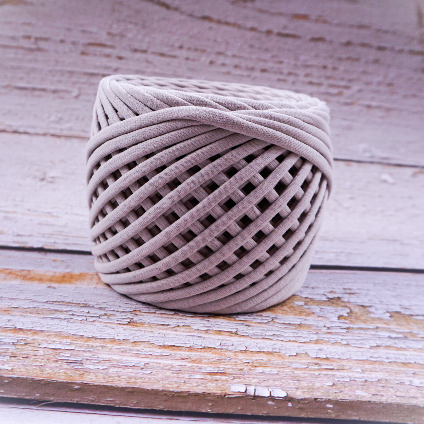 T-shirt yarn for crocheting baskets, bags, rugs and home decor. Khaki