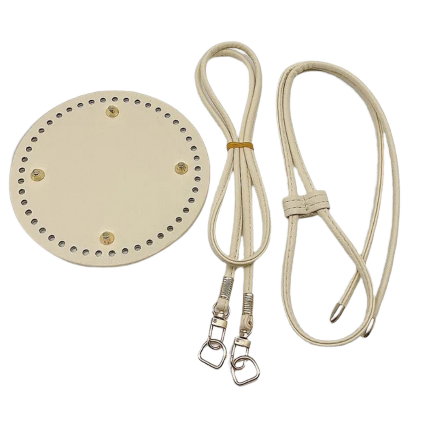 Round Leather Bottom with purse strap set for Crochet Bag Making