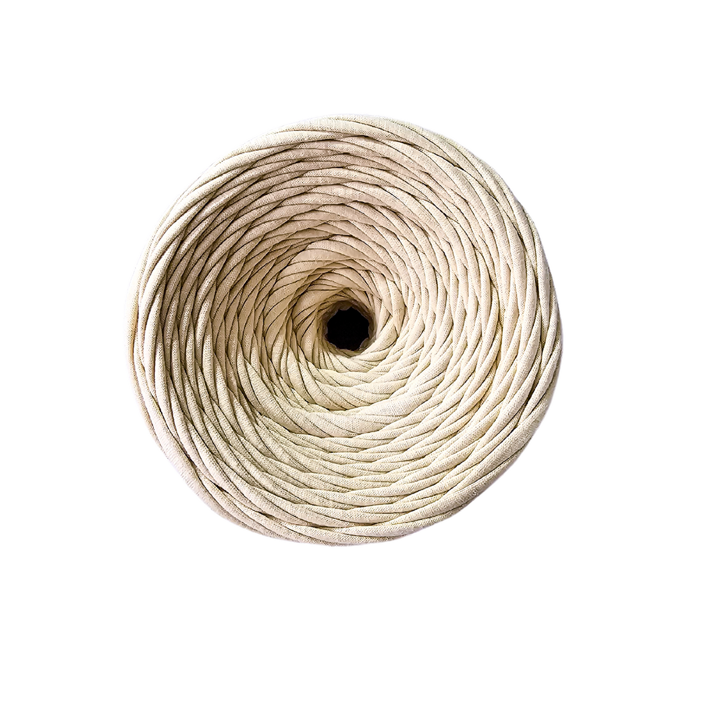 T-shirt yarn for crocheting baskets, bags, rugs and home decor. Latte