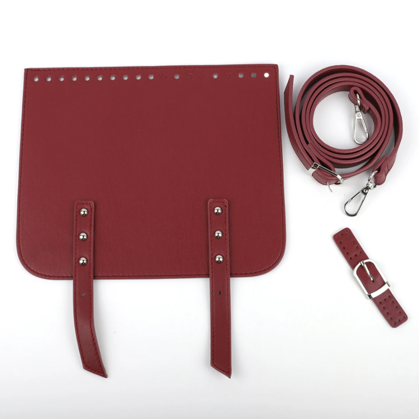 Crochet bag leather kit with flap and strap