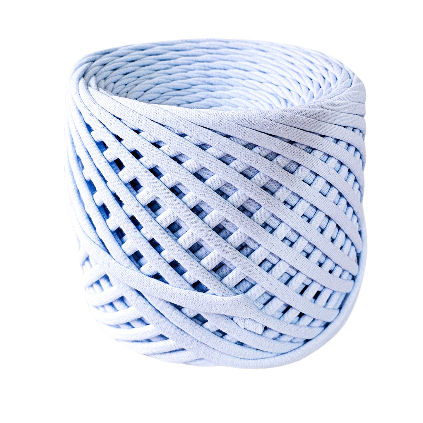 T-shirt yarn for crocheting baskets, bags, rugs and home decor. Sky blue
