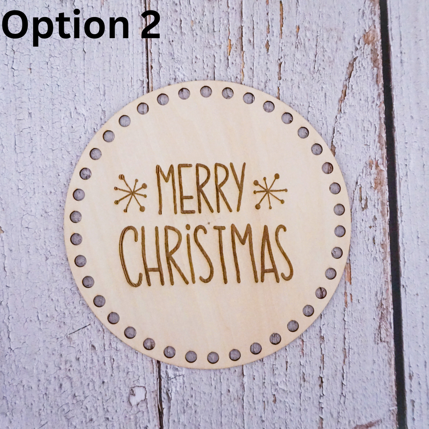 Christmas engraved Basket wooden base