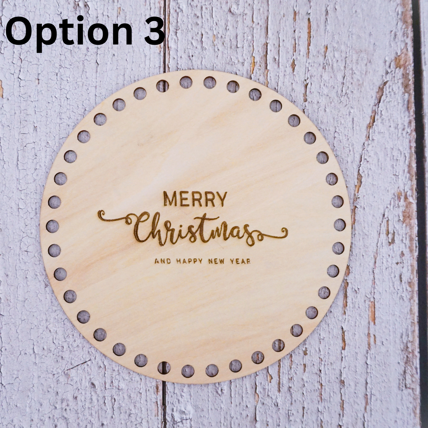 Christmas engraved Basket wooden base