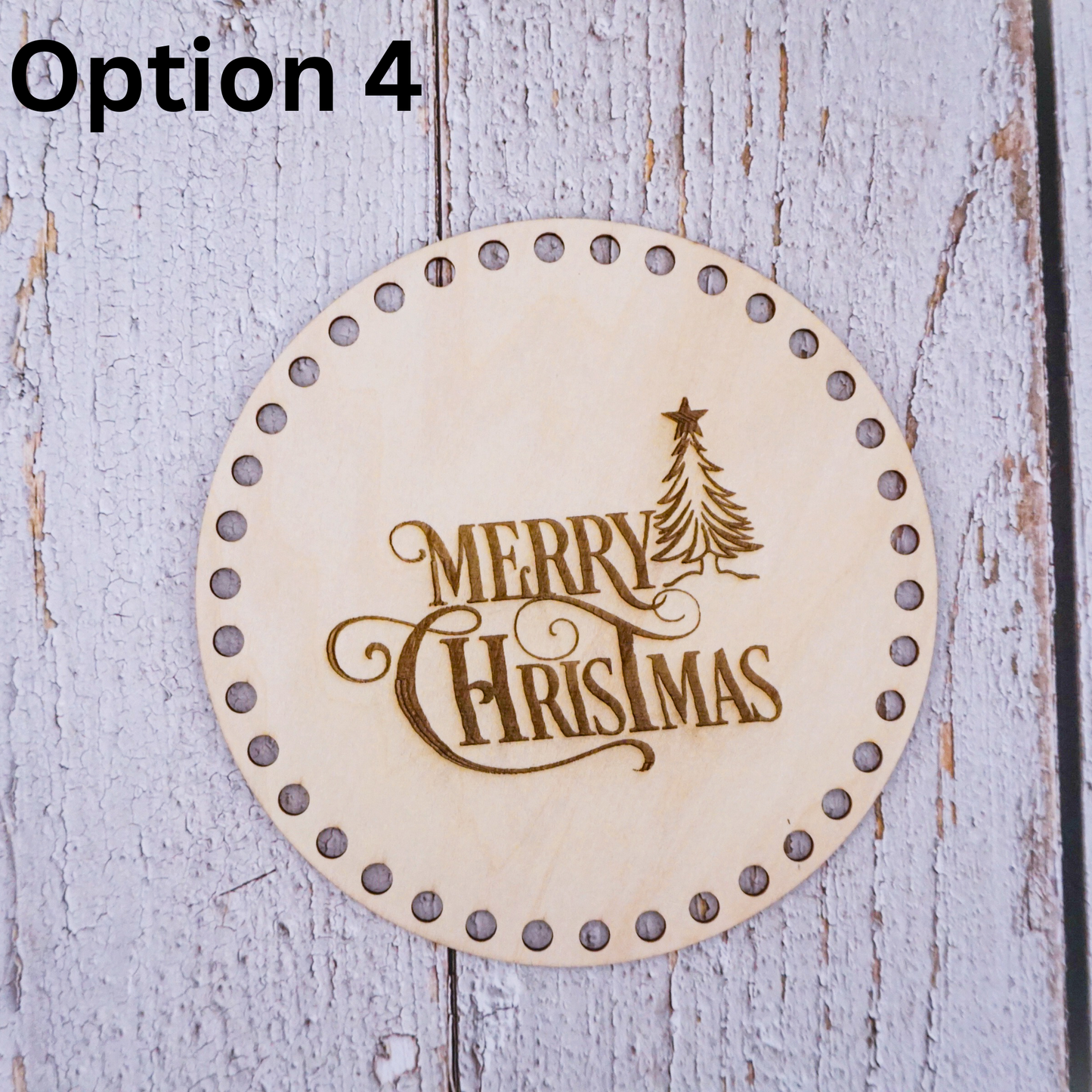 Christmas engraved Basket wooden base