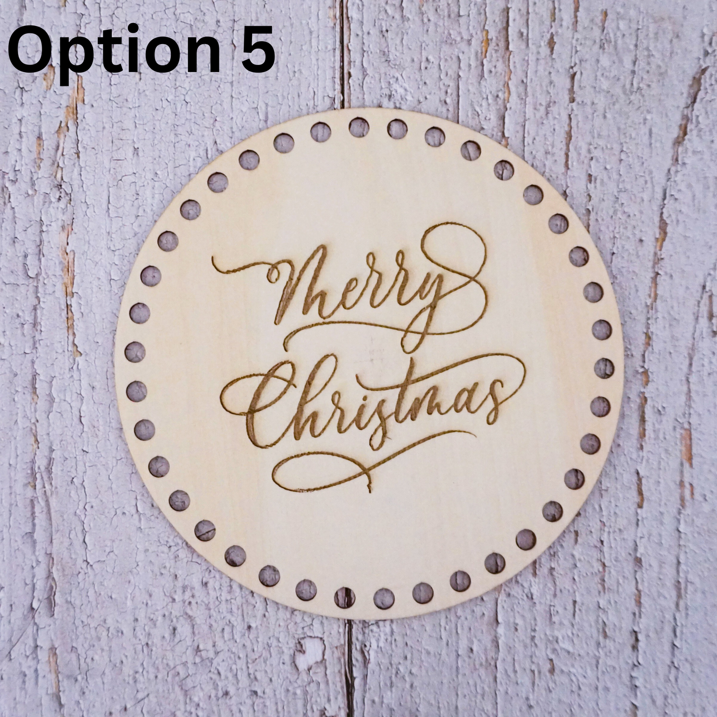 Christmas engraved Basket wooden base