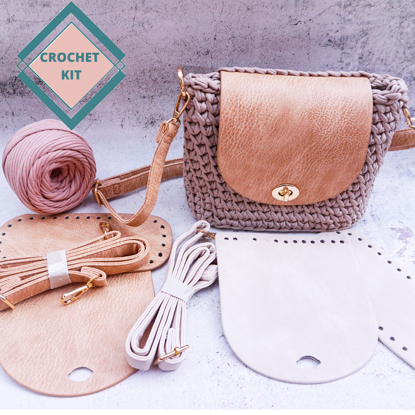 Leather Kit Crochet Purse