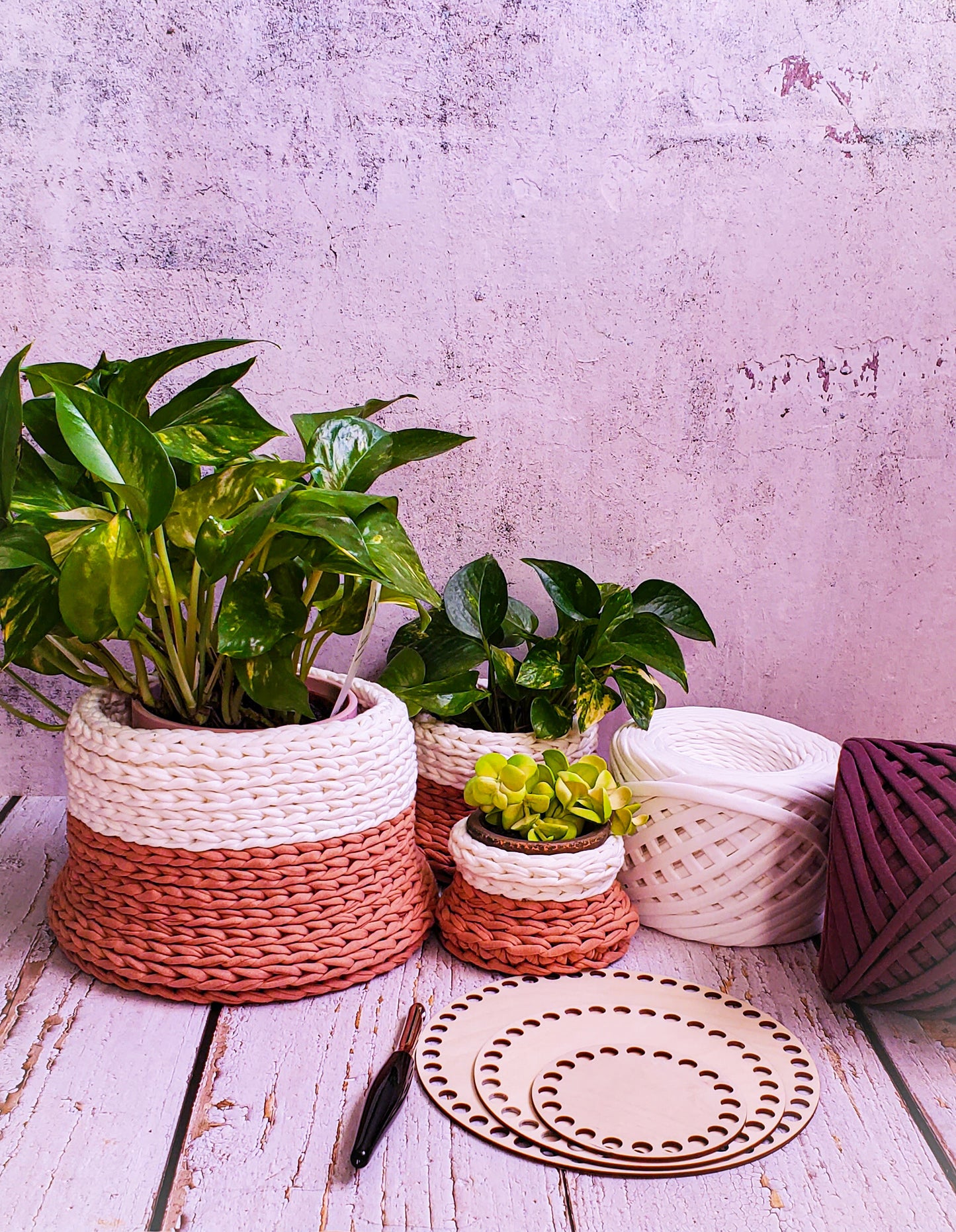 Crochet 3 Baskets Planter KIT
