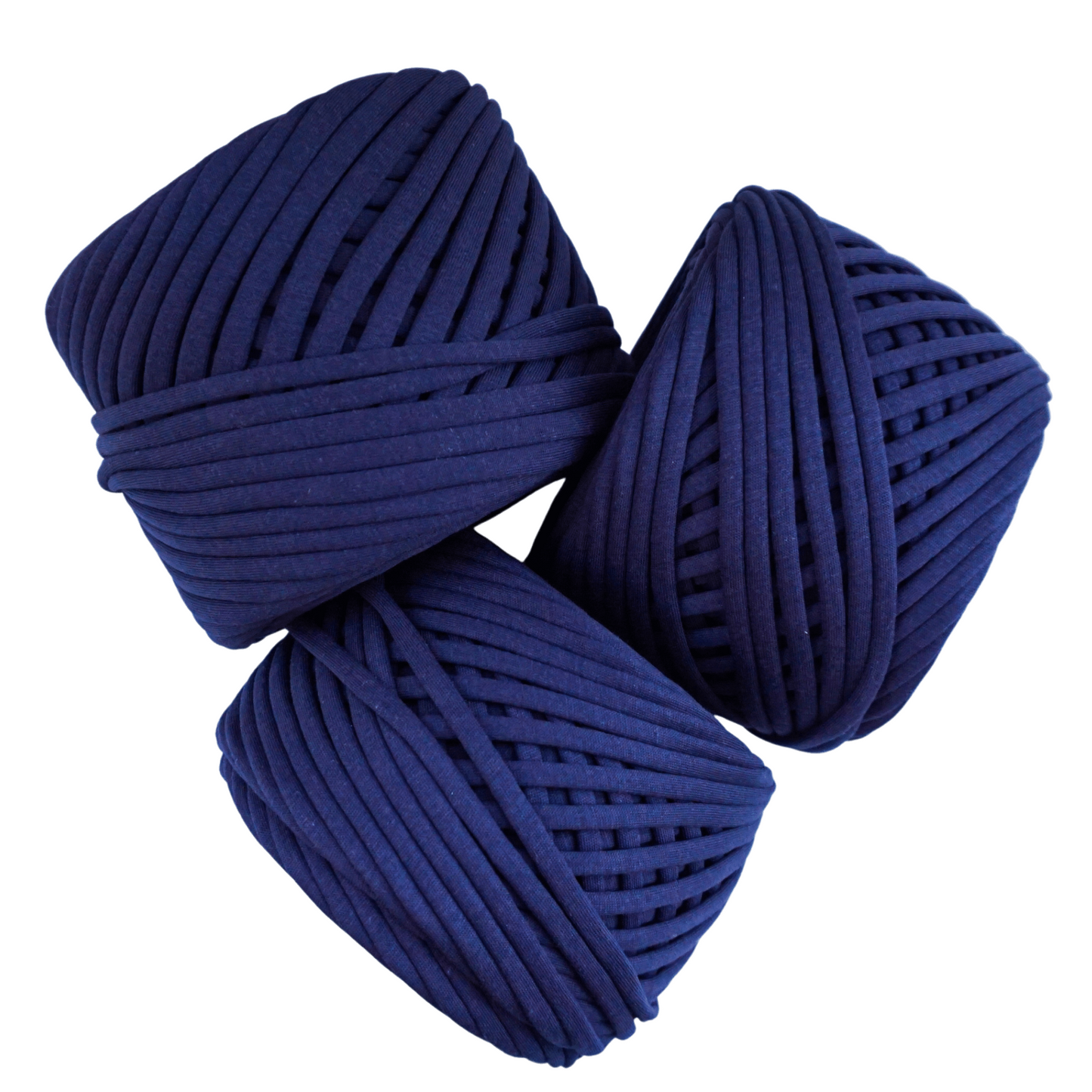 T-shirt yarn for crocheting baskets, bags, rugs and home decor. Dark blue