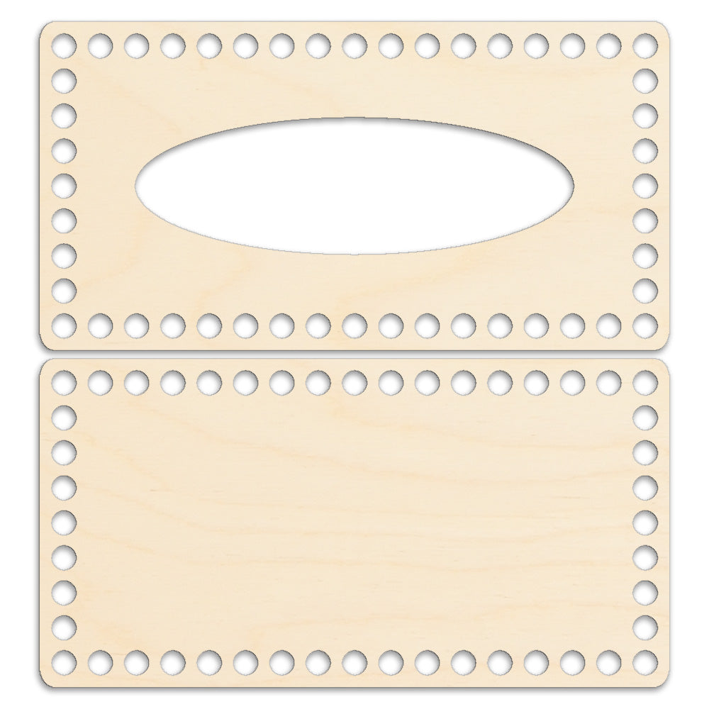 Rectangular Wooden base for crochet tissue box