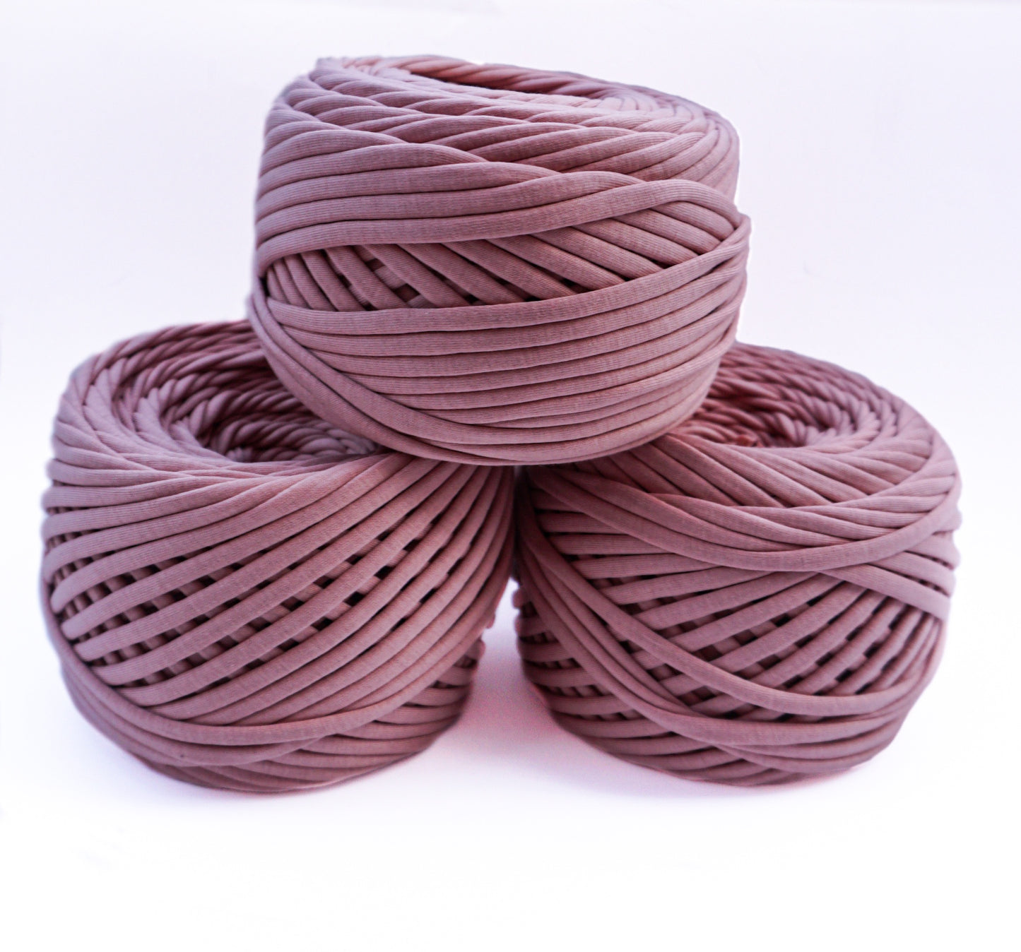 T-shirt yarn for crocheting baskets, bags, rugs and home decor. Tan