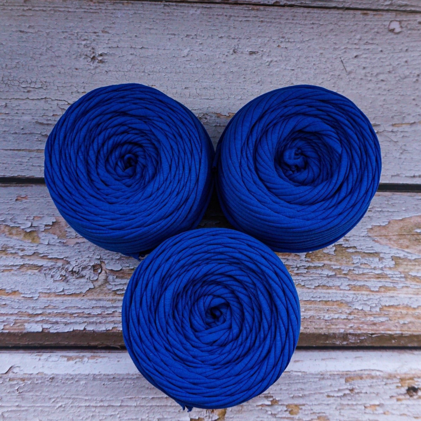 T-shirt yarn for crocheting baskets, bags, rugs and home decor. Royal Blue