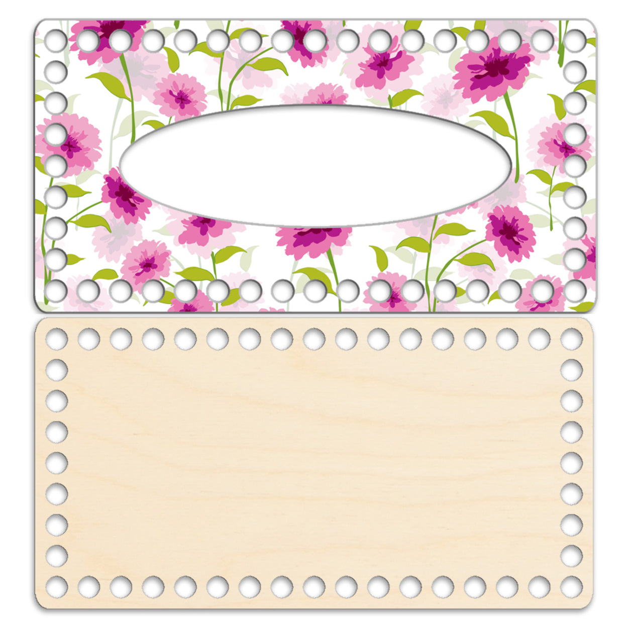 Rectangular Wooden base for crochet tissue box