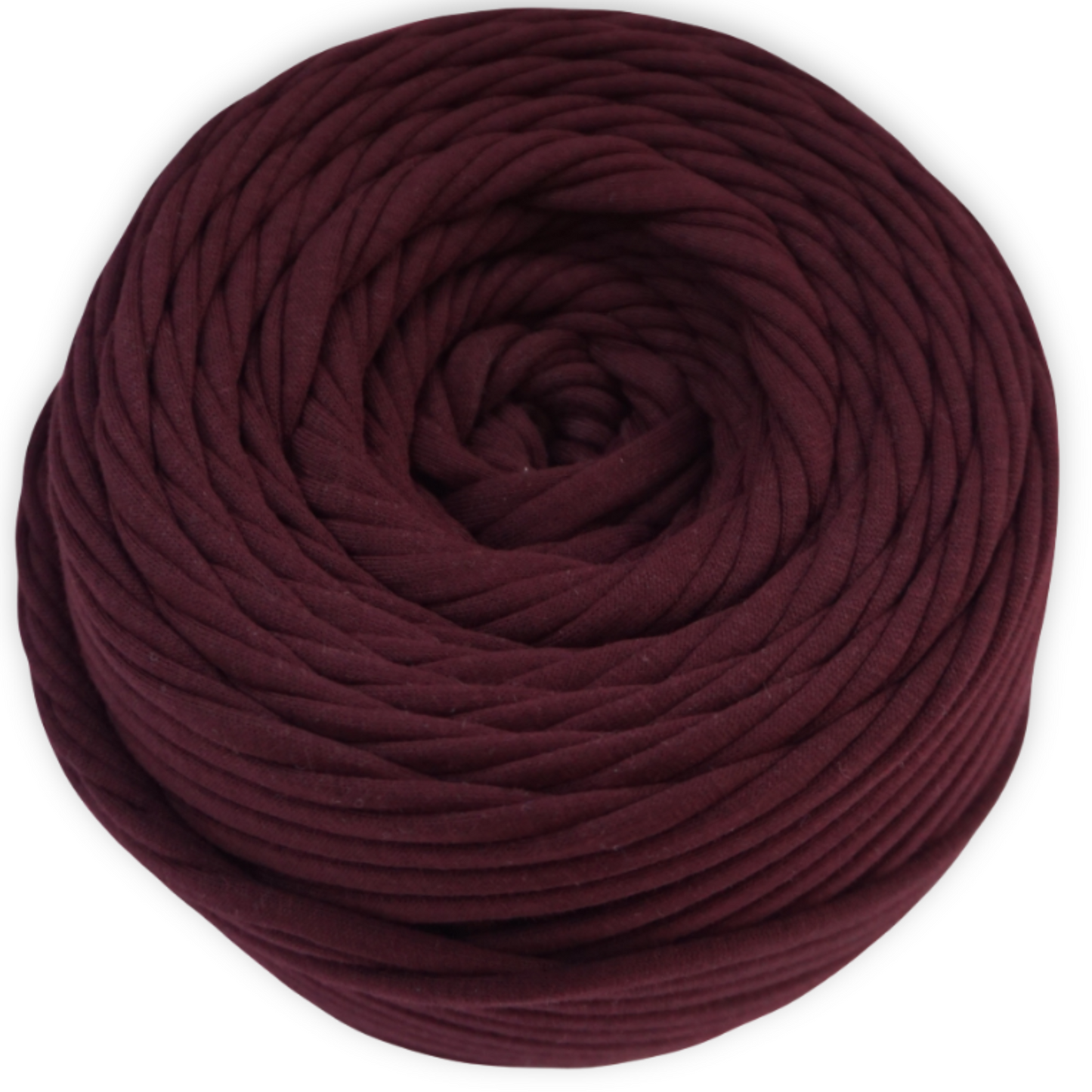 T-shirt yarn for crocheting baskets, bags, rugs and home decor. Dark burgundy