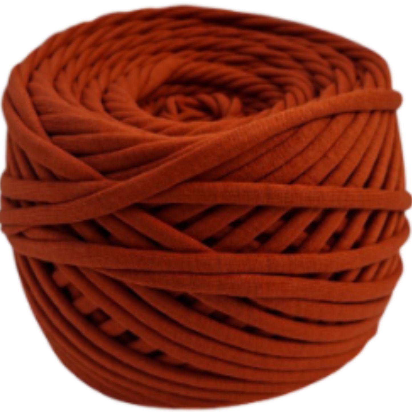 T-shirt yarn for crocheting baskets, bags, rugs and home decor. Dark burnt orange