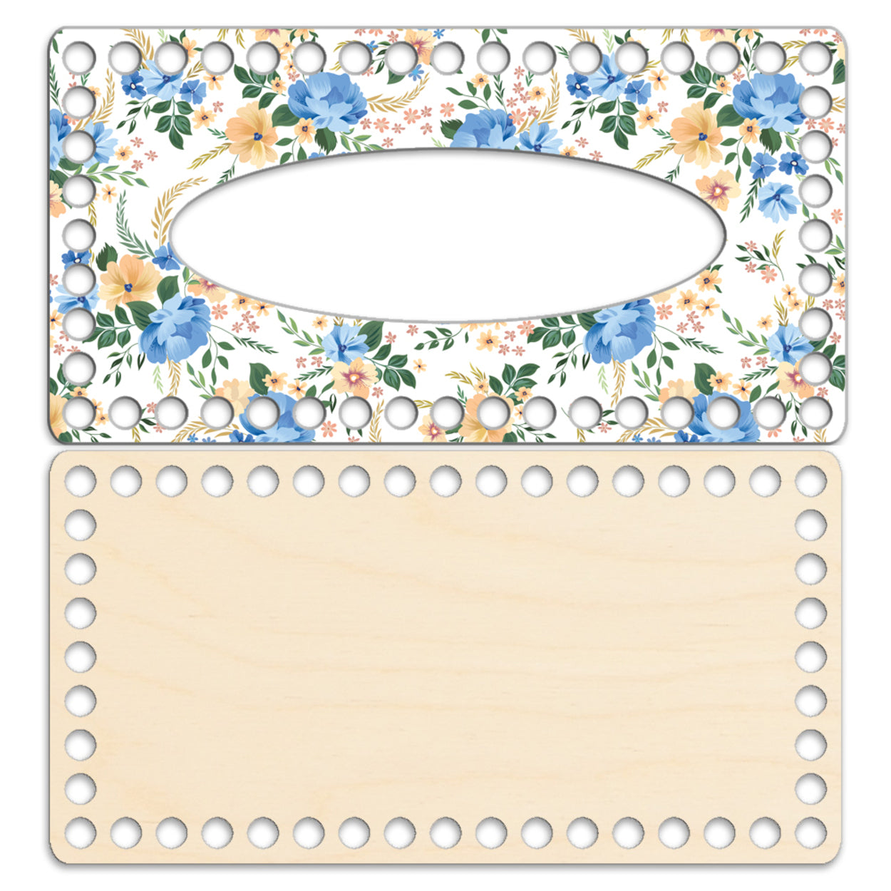 Rectangular Wooden base for crochet tissue box