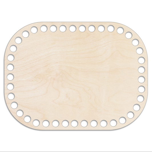 Rectangular with round edges wooden base for crochet basket