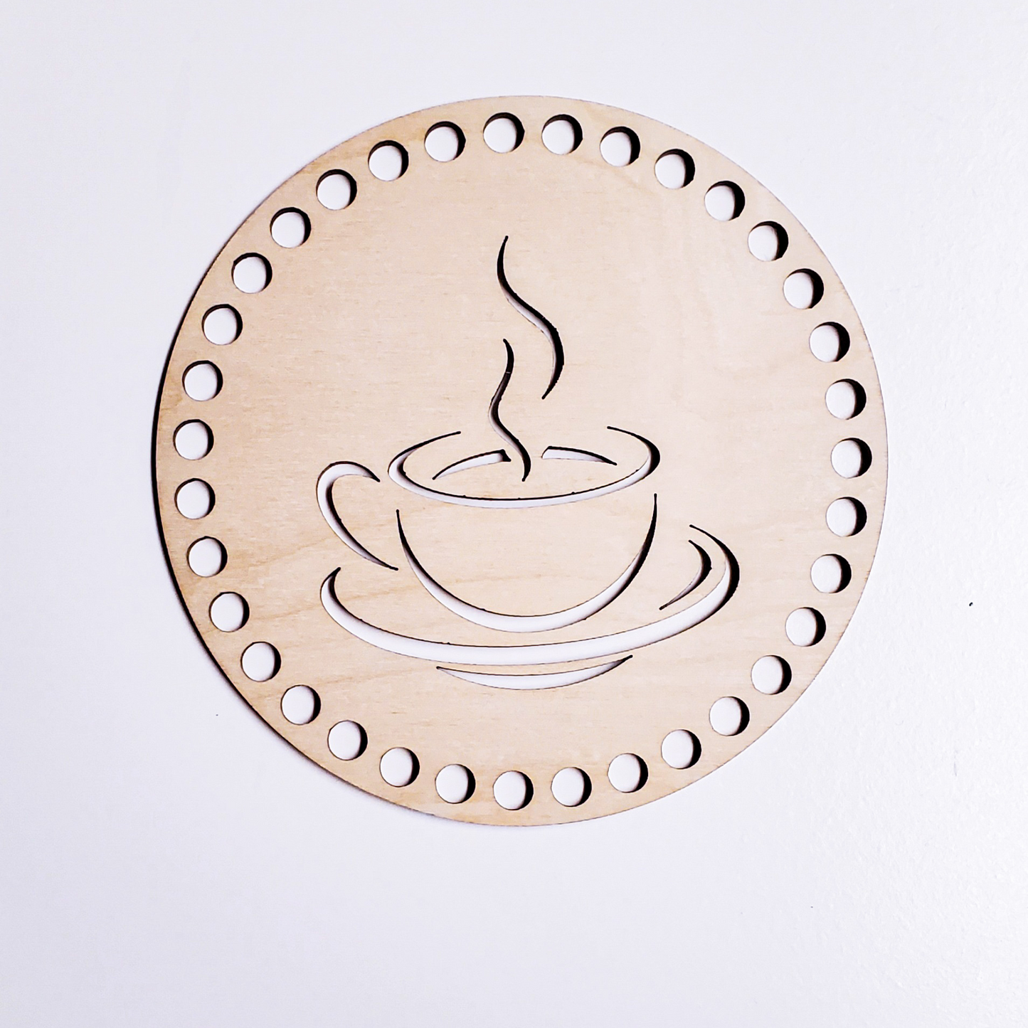 Coaster and trivet crochet wooden base
