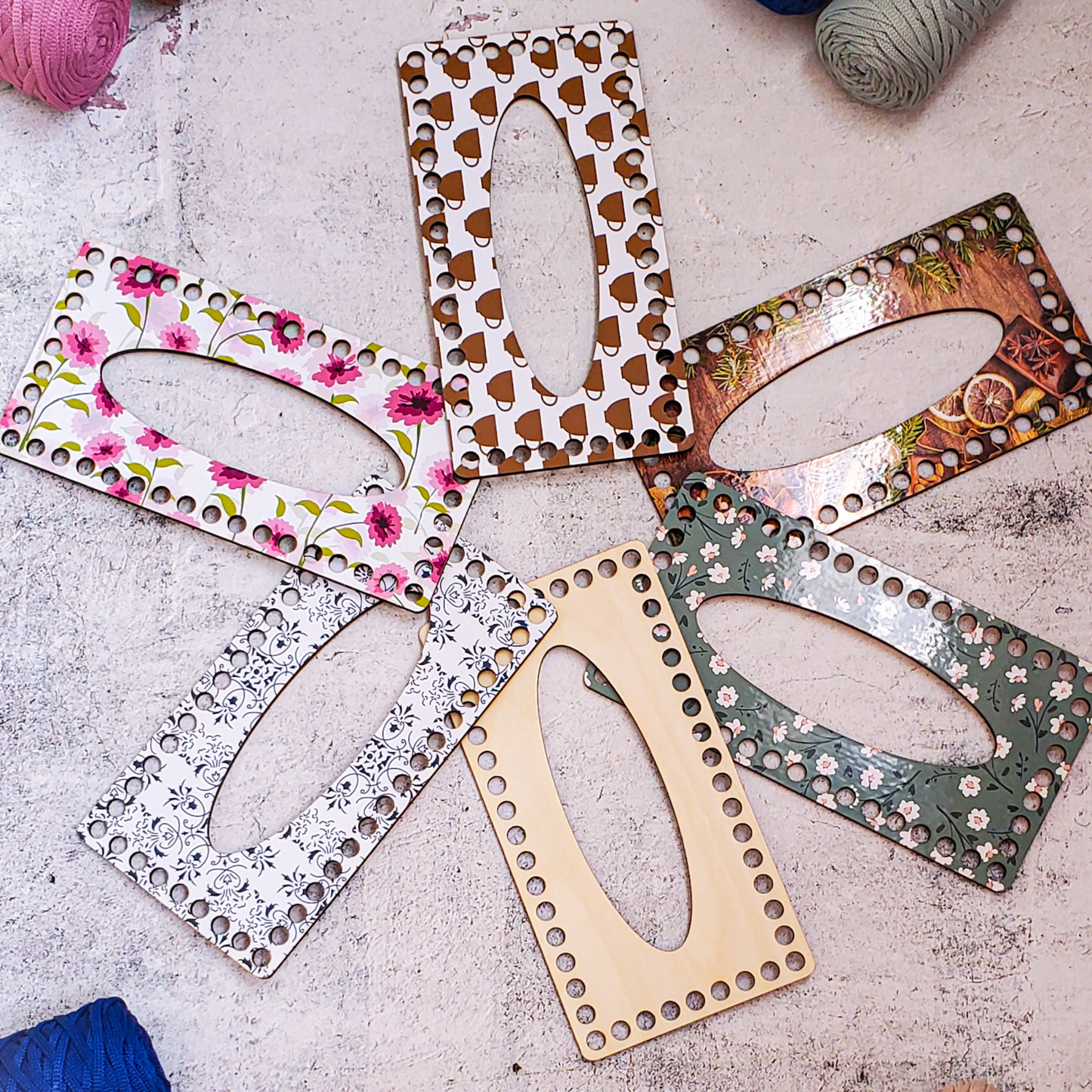 Rectangular Wooden base for crochet tissue box