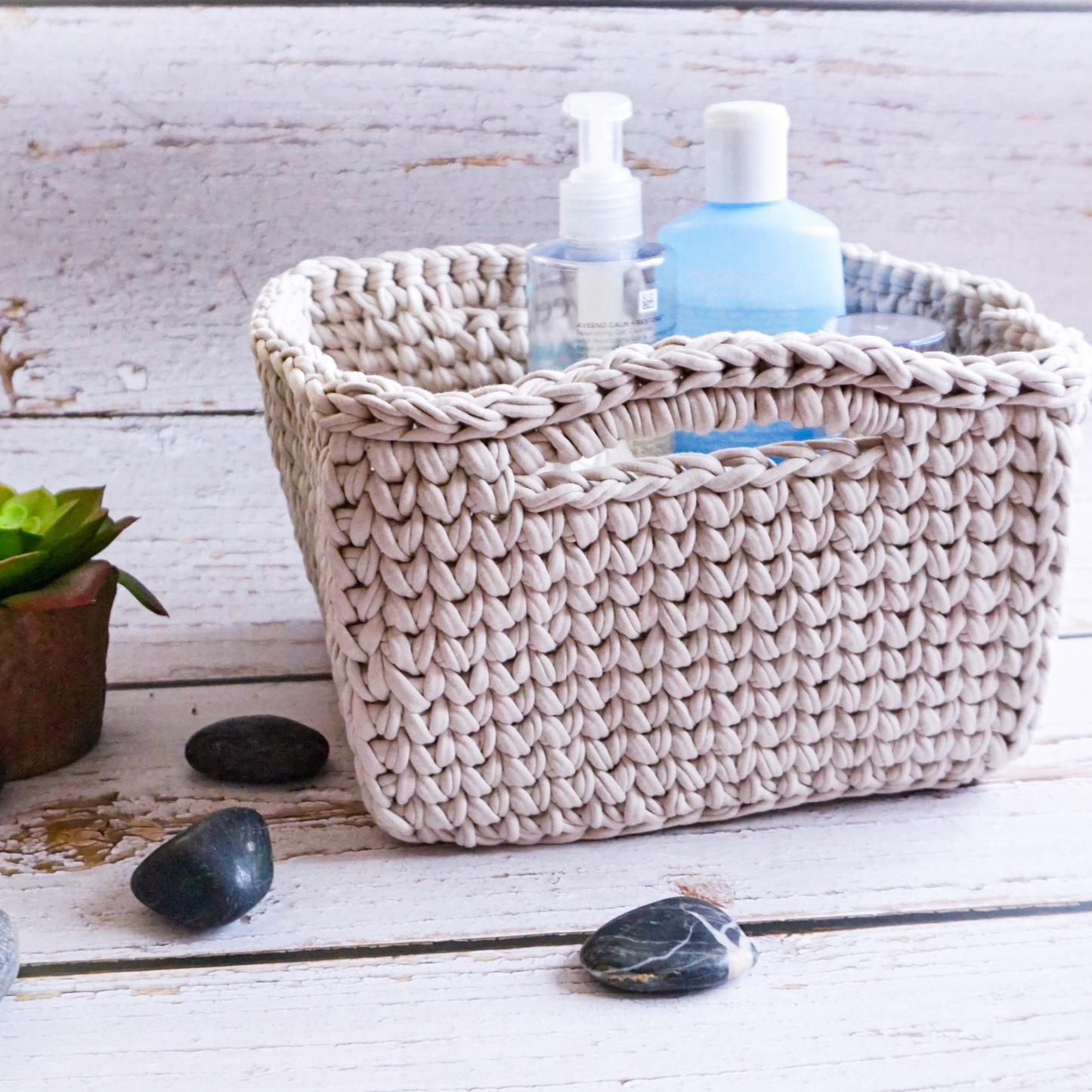 DIY Crochet Square Basket Kit with handles