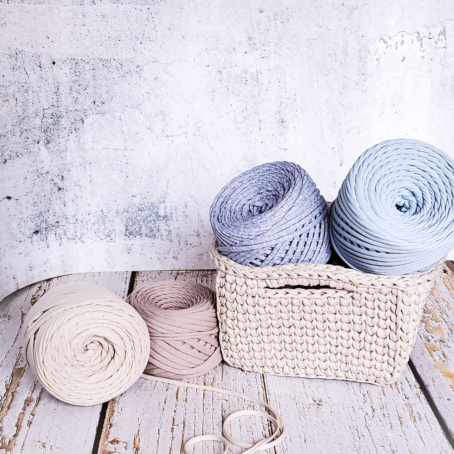 DIY Crochet Square Basket Kit with handles
