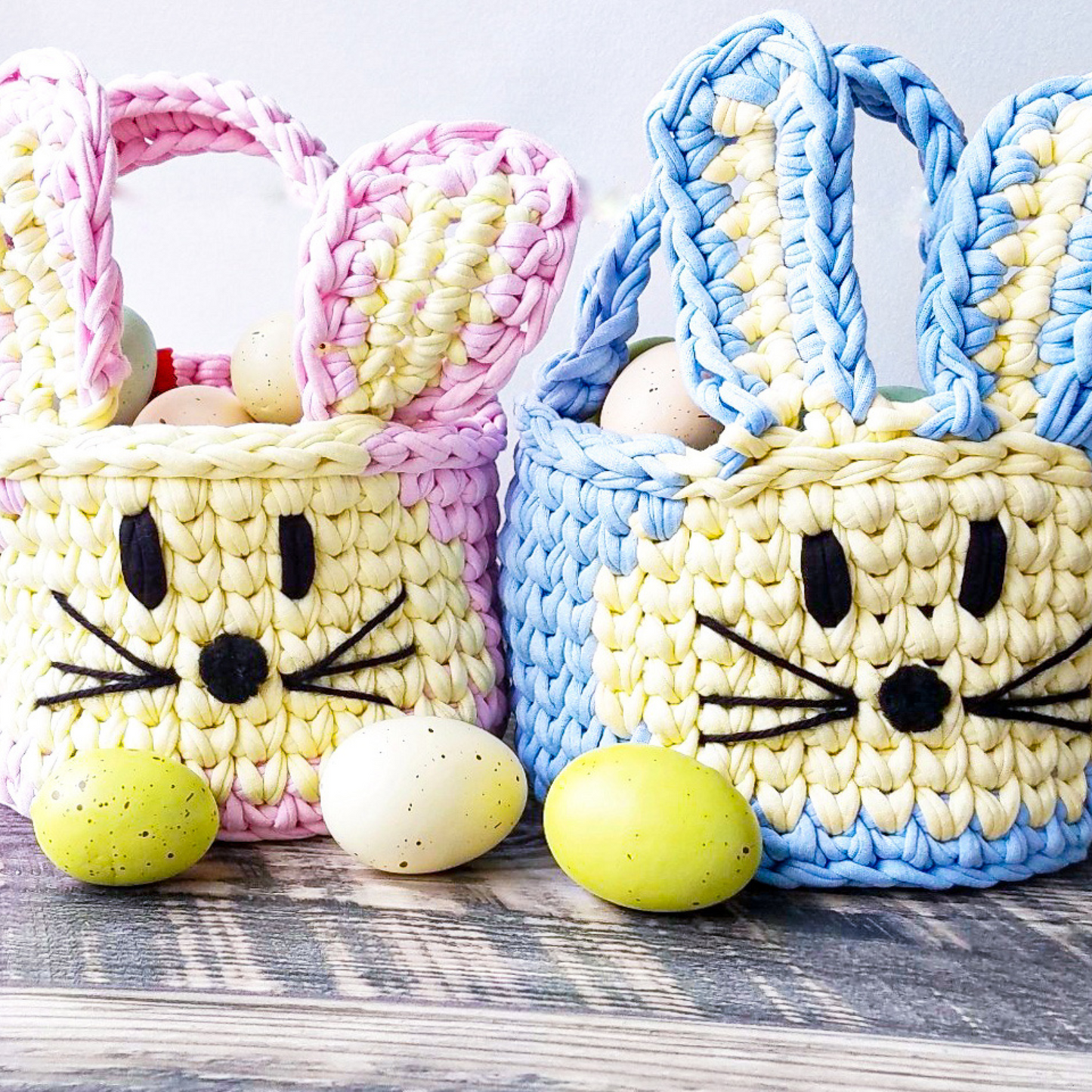 Crochet Easter Bunny Basket KIT with t-shirt yarn