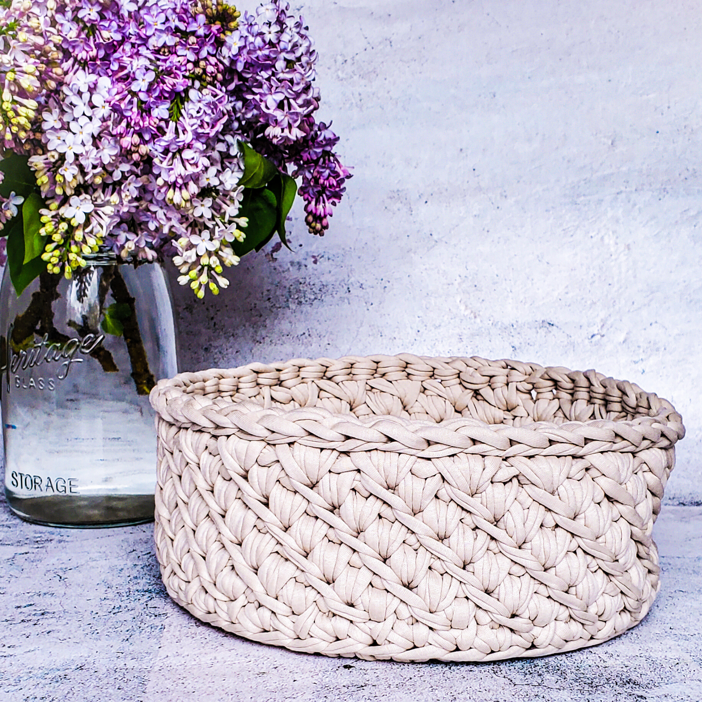 Mother's Day Crochet Basket Kit with engraved wooden base
