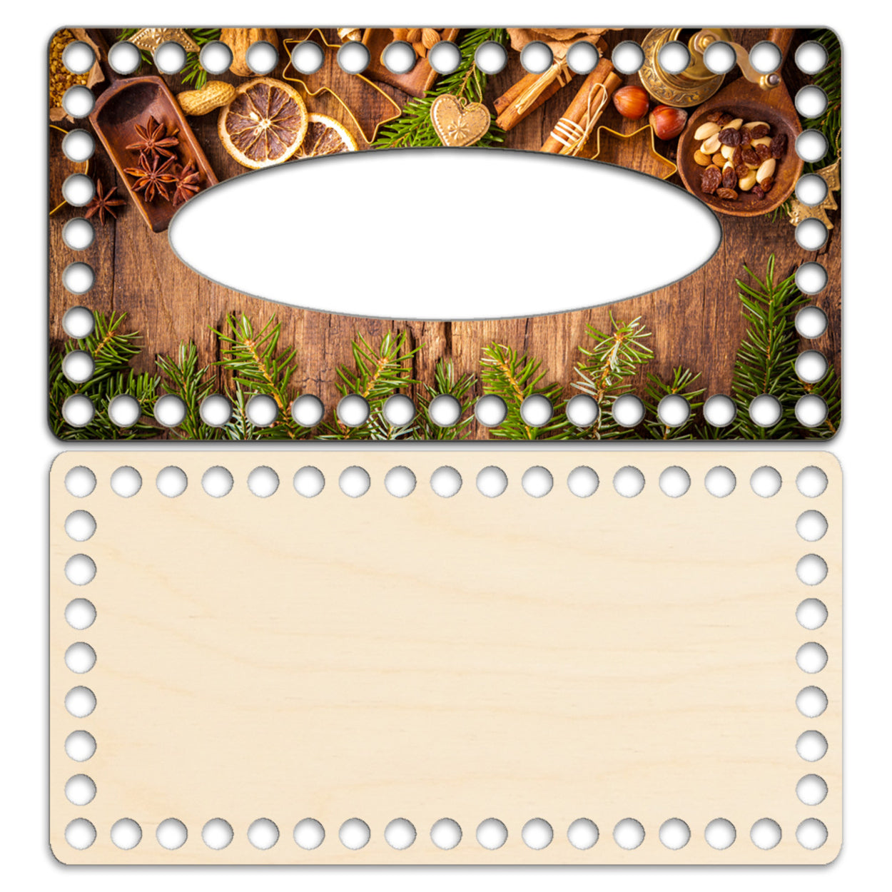 Rectangular Wooden base for crochet tissue box