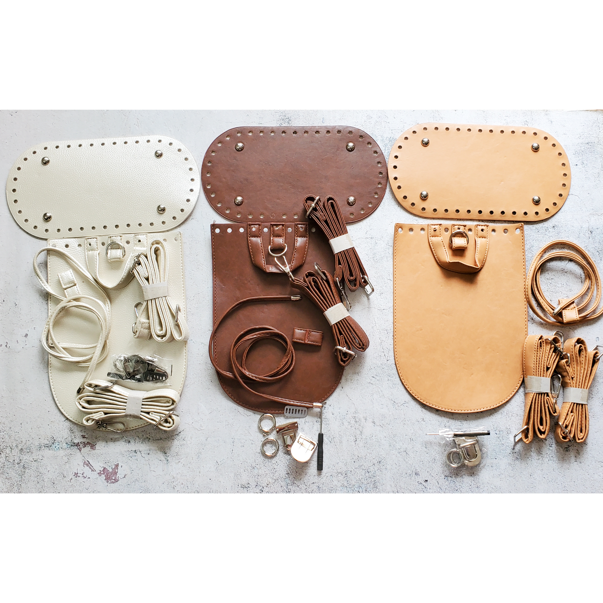 Kit for Crochet and Knitting Backpack Genuine Leather Set With