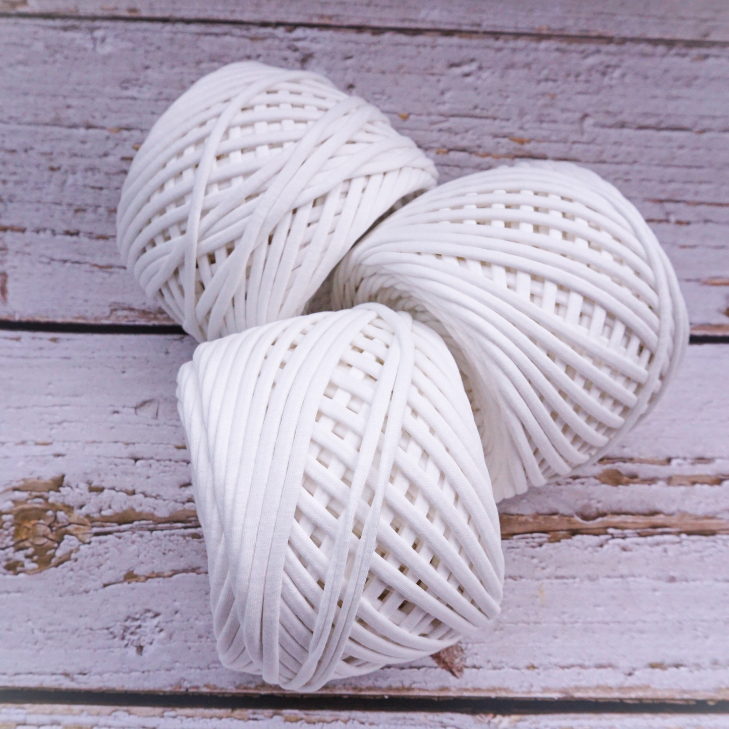 T-shirt yarn for crocheting baskets, bags, rugs and home decor. White