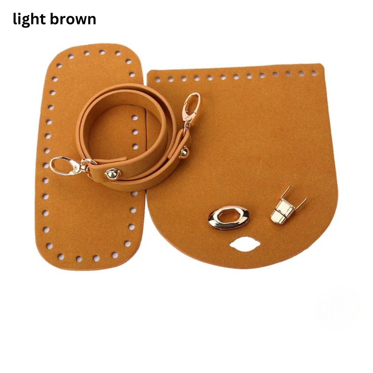 Leather Bottom with cover flap and purse strap set for Crochet Bag Making