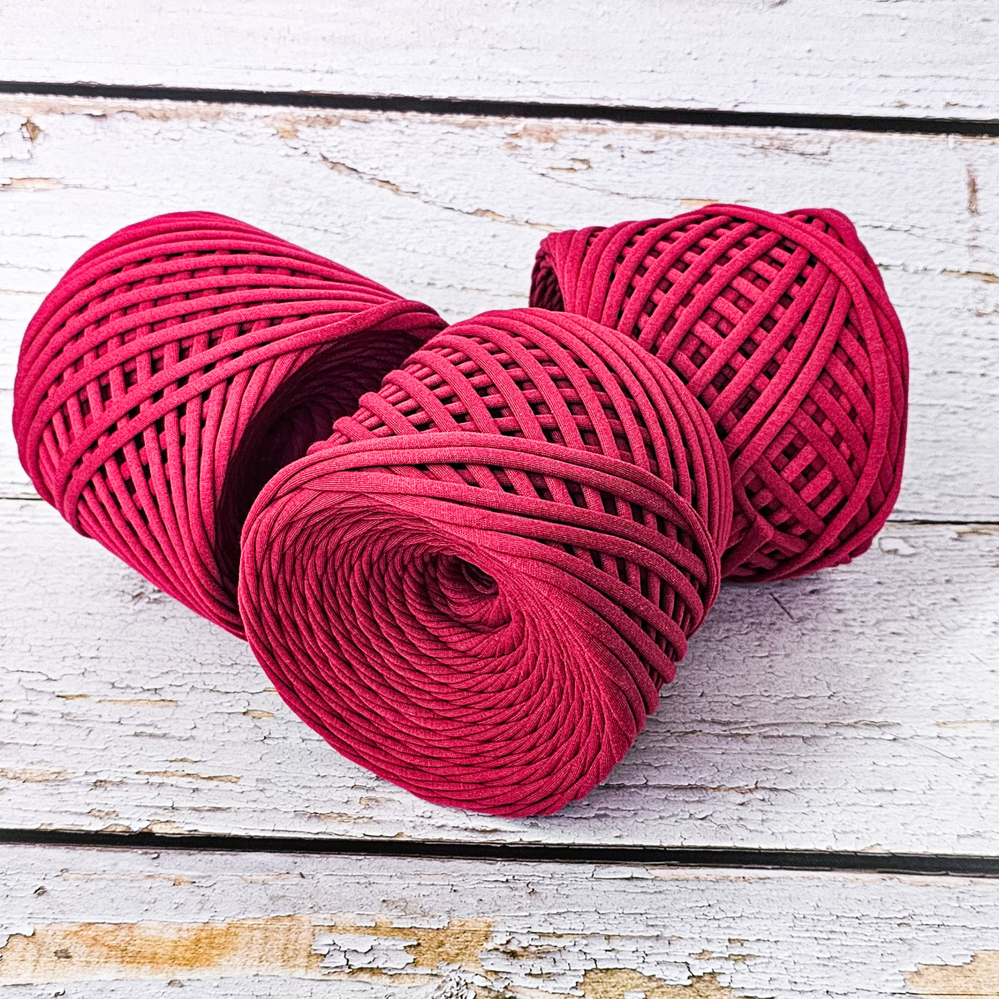 T-shirt yarn for crocheting baskets, bags, rugs and home decor. Berry
