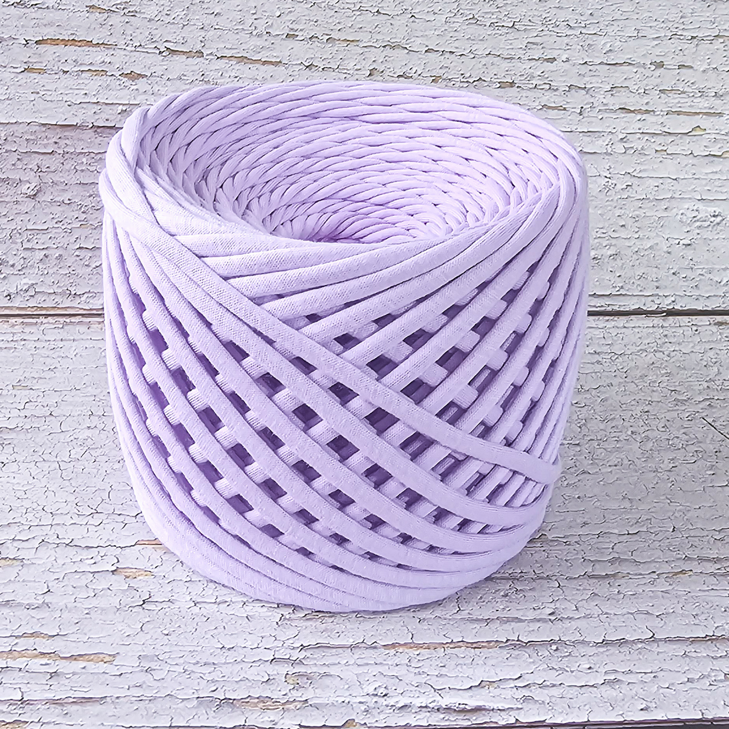 T-shirt yarn for crocheting baskets, bags, rugs and home decor. Lavender