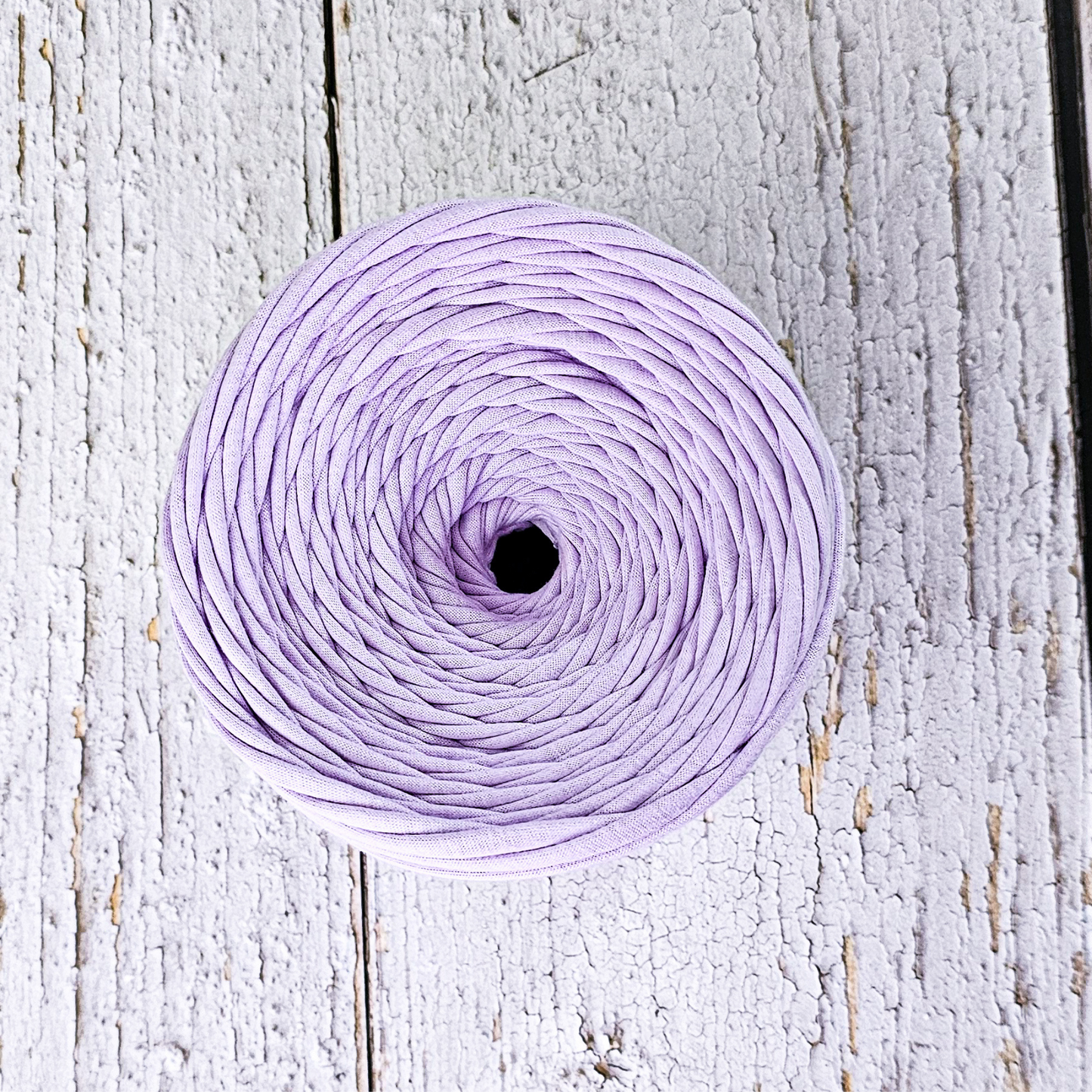 T-shirt yarn for crocheting baskets, bags, rugs and home decor. Lavender