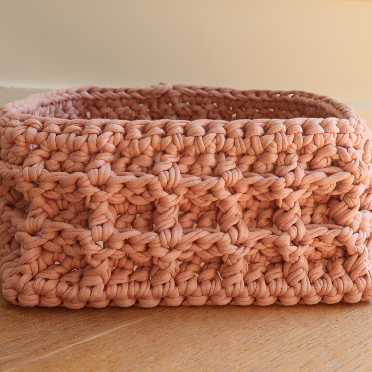 Crochet Square Basket Kit with wooden base