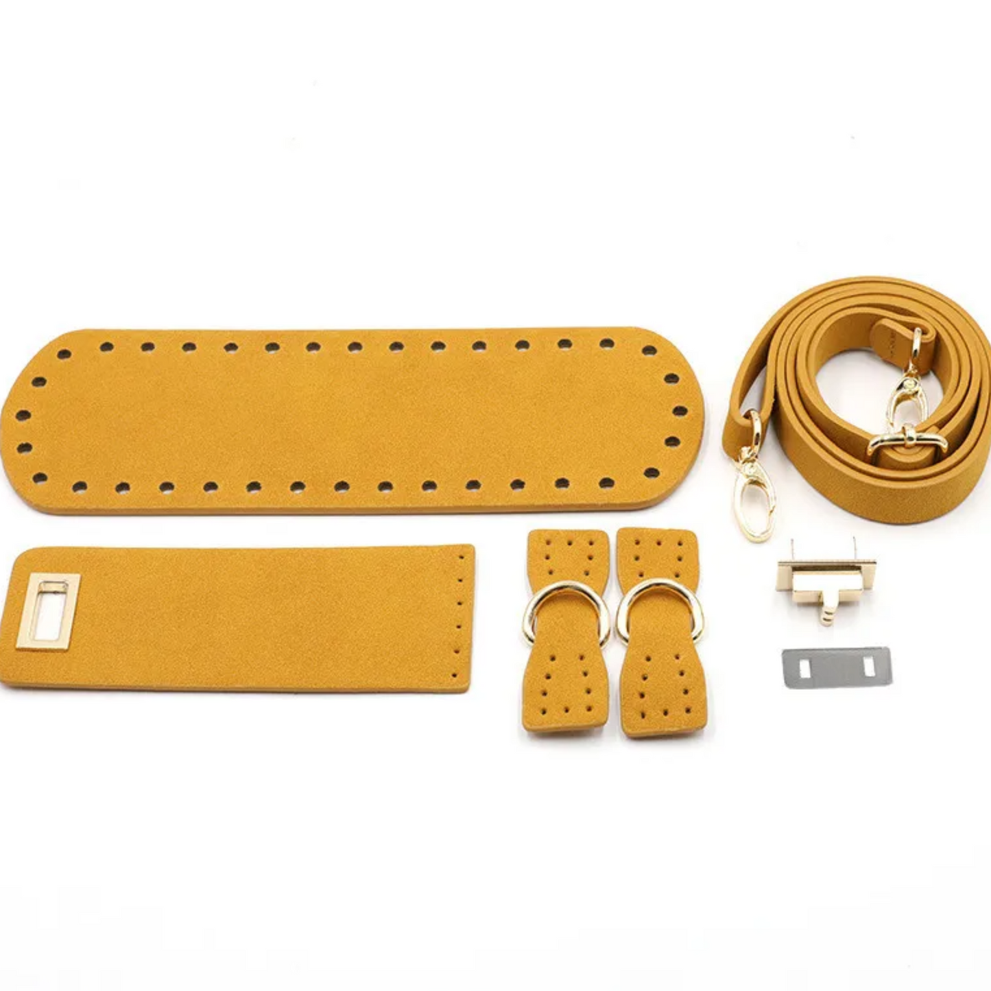 Crochet bag kit rectangular base with leather straps