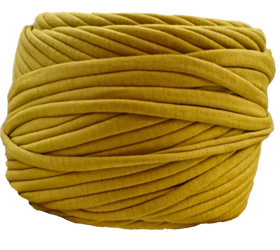 T-shirt yarn for crocheting baskets, bags, rugs and home decor. Honey color