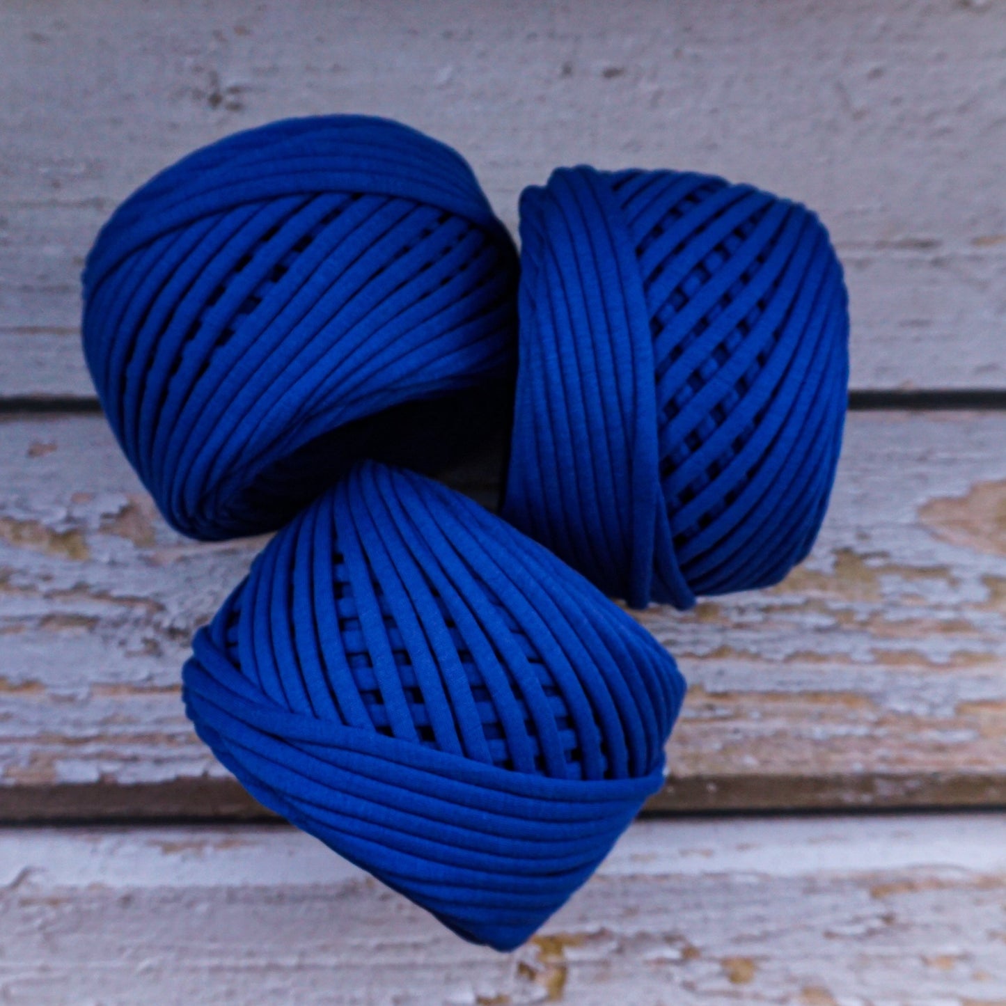 T-shirt yarn for crocheting baskets, bags, rugs and home decor.  Royal Blue