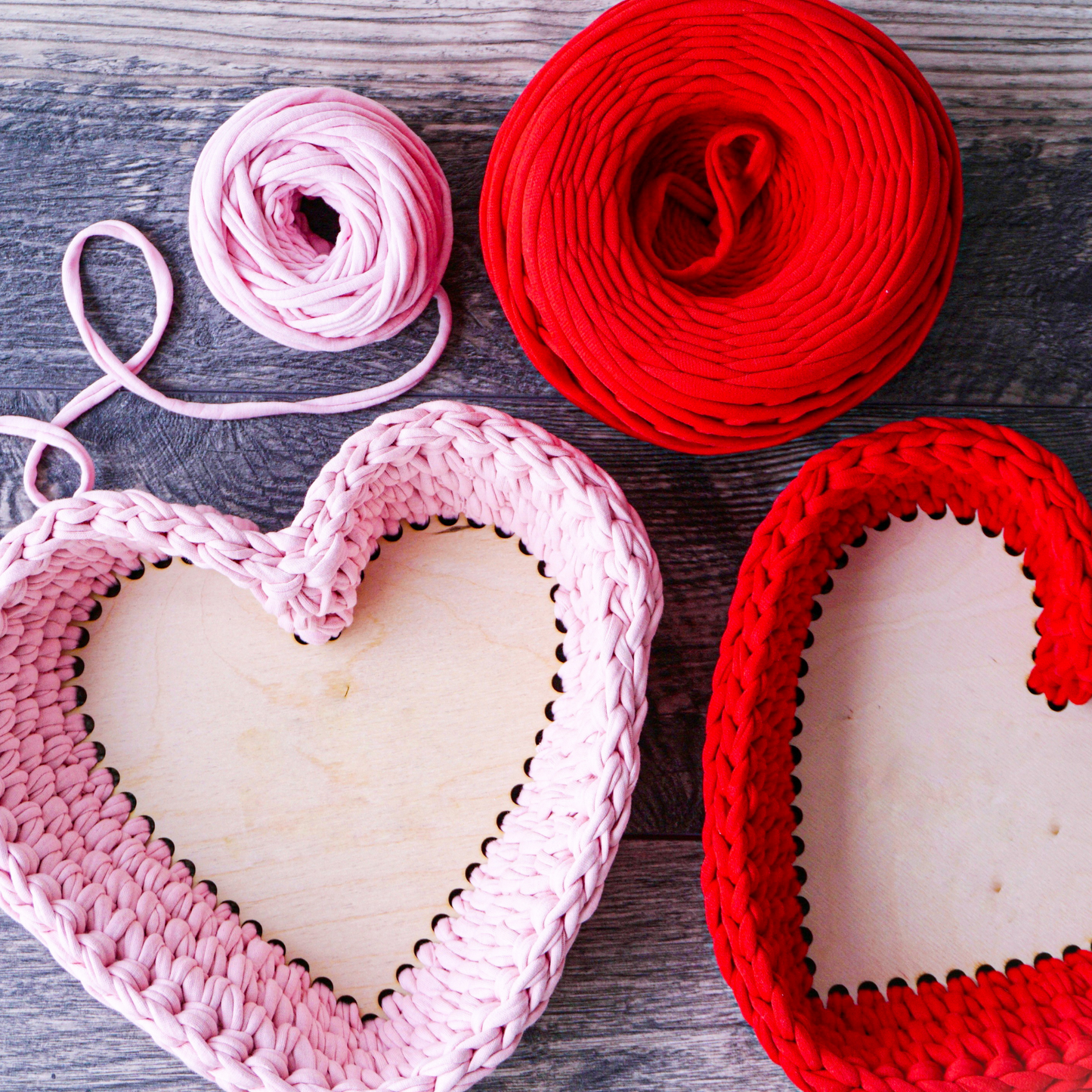 Heart Wooden base for crochet basket