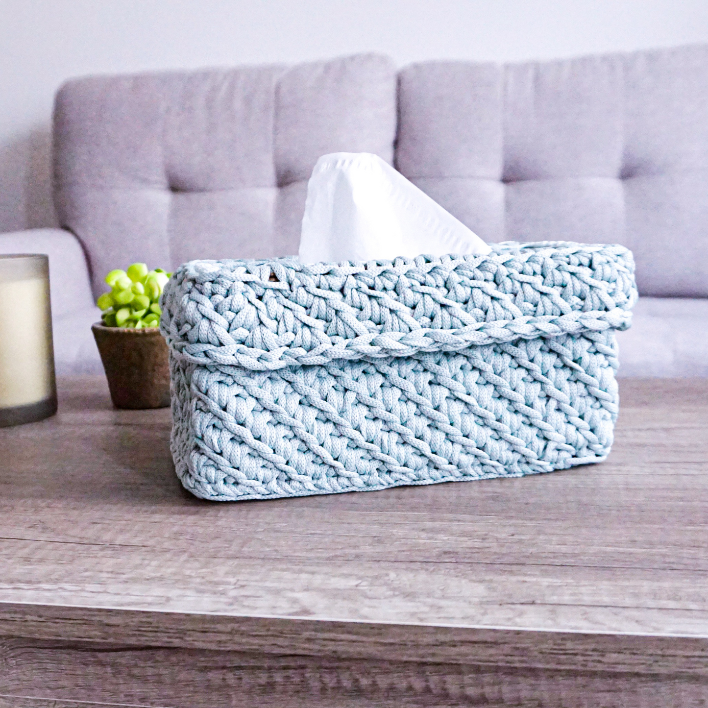 Rectangular Wooden base for crochet tissue box