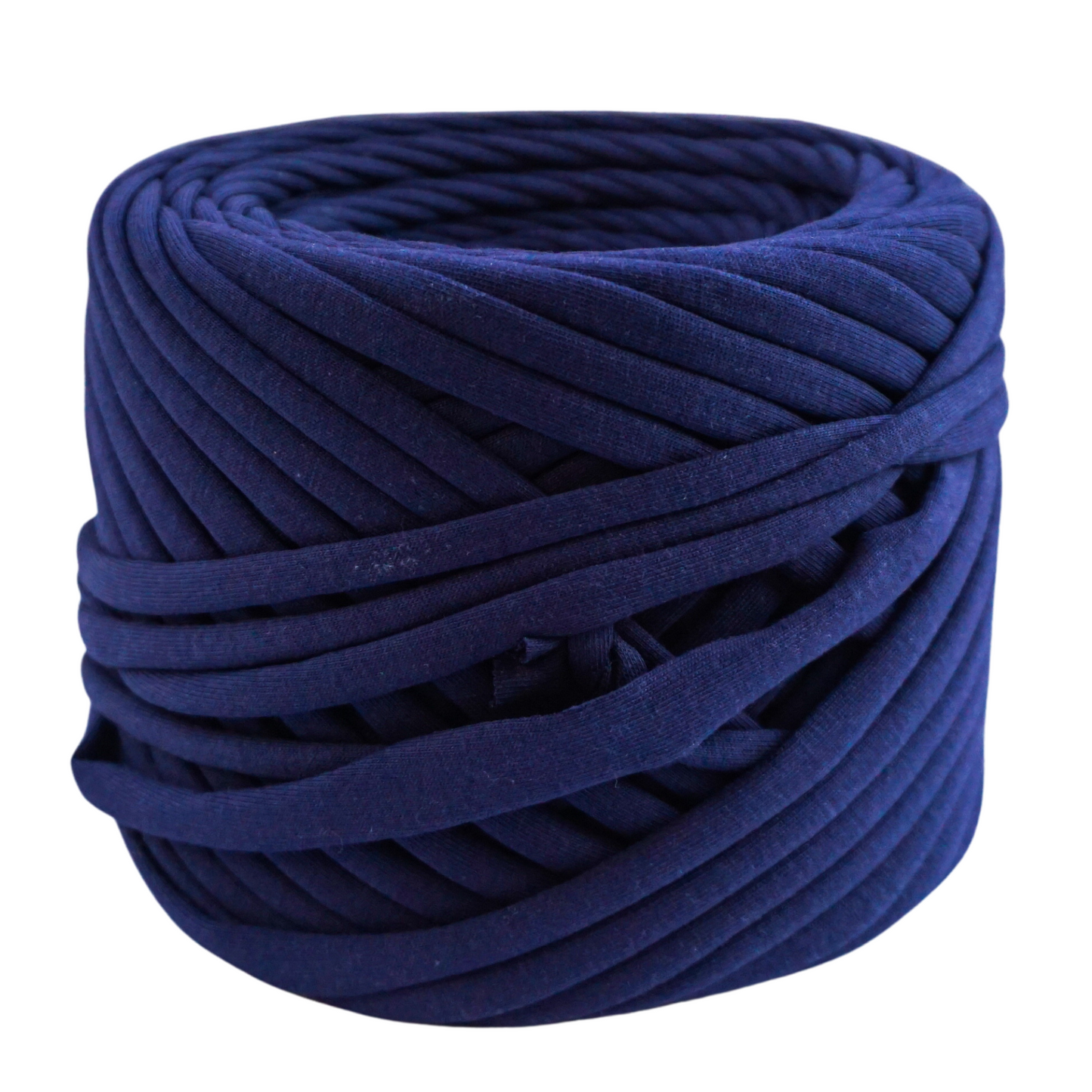 T-shirt yarn for crocheting baskets, bags, rugs and home decor.  Dark blue