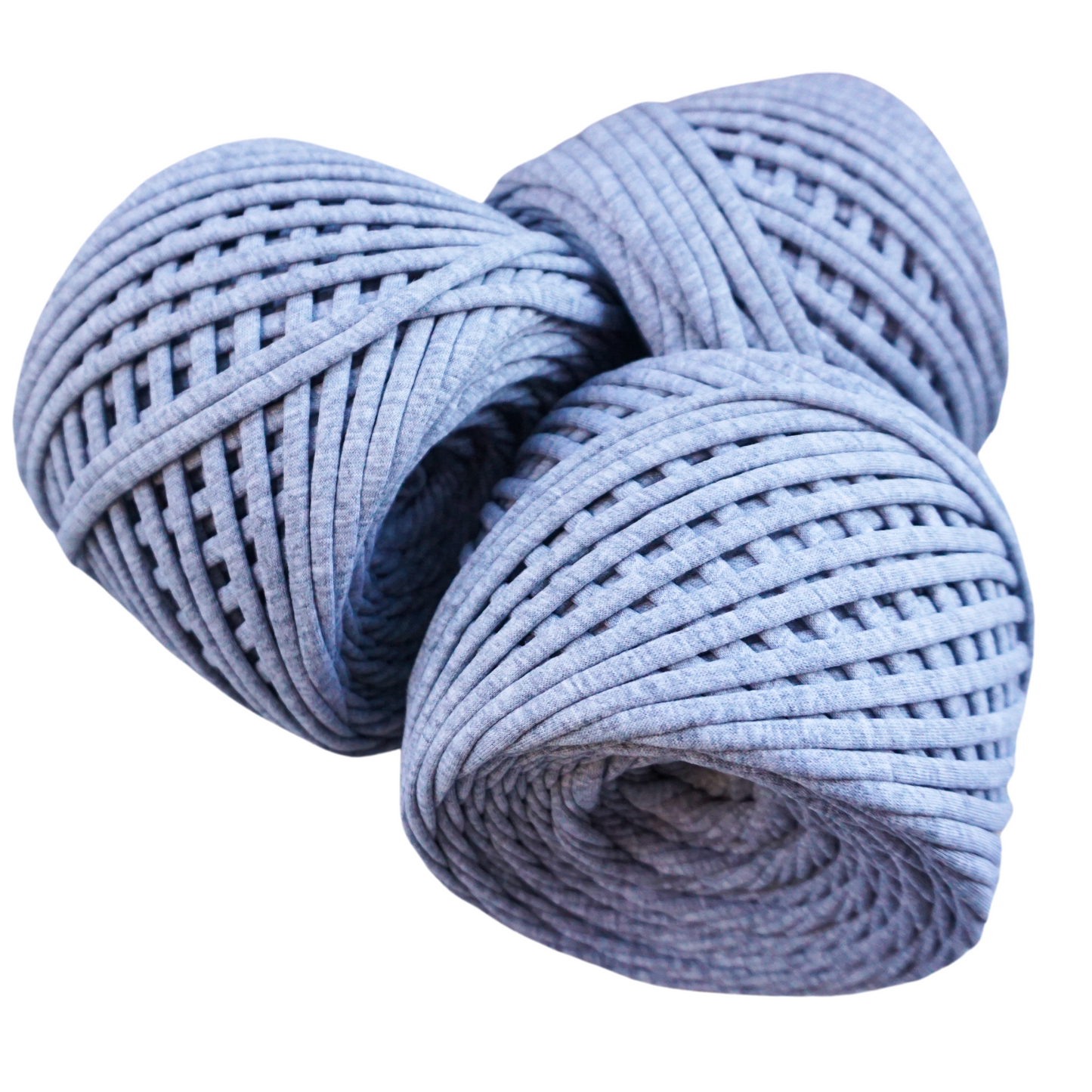 T-shirt yarn for crocheting baskets, bags, rugs and home decor. Jersey grey